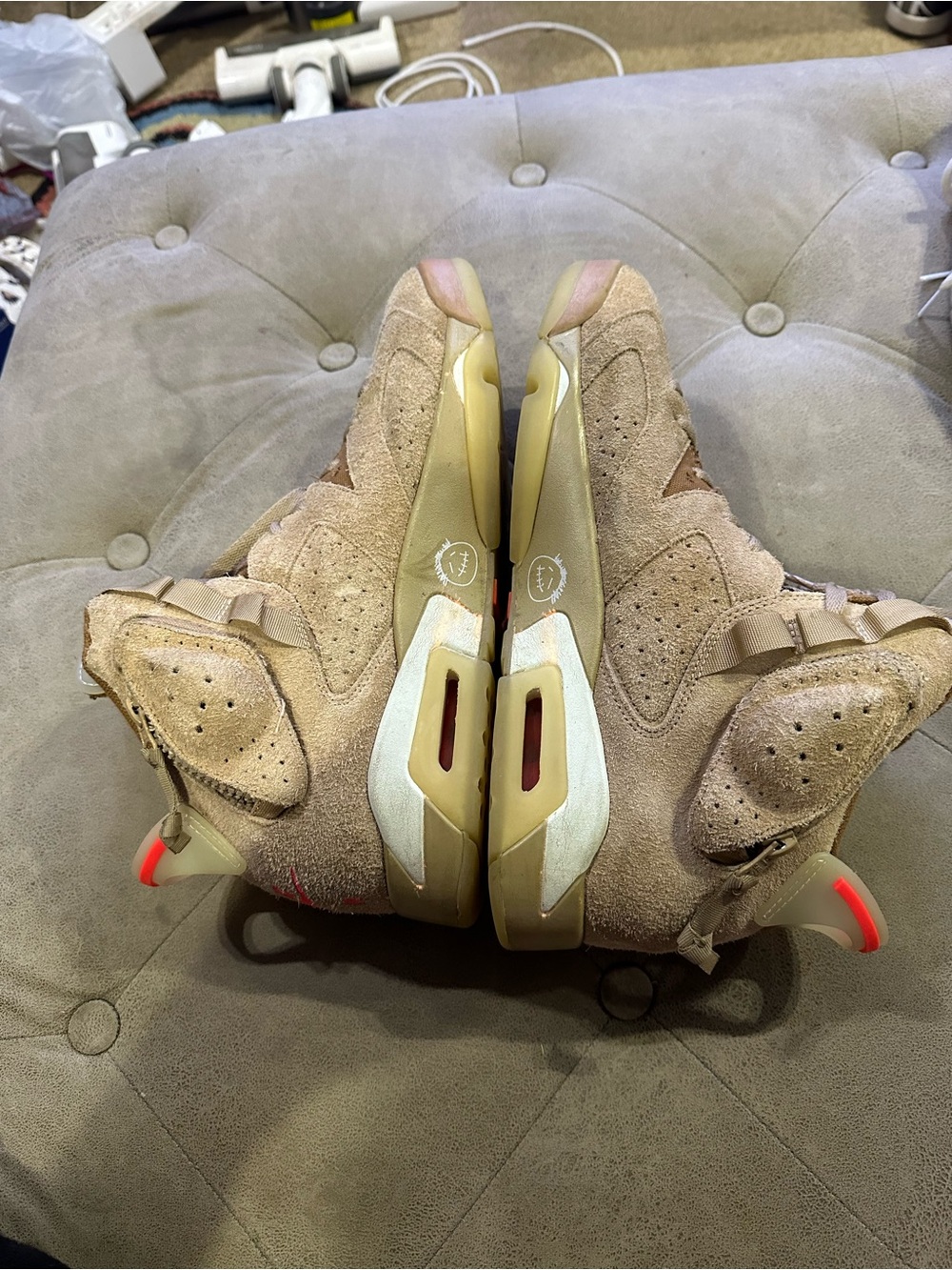 Travis Scott Aj6 Tan Suede Basketball Shoes
